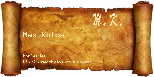 Max Kolos névjegykártya